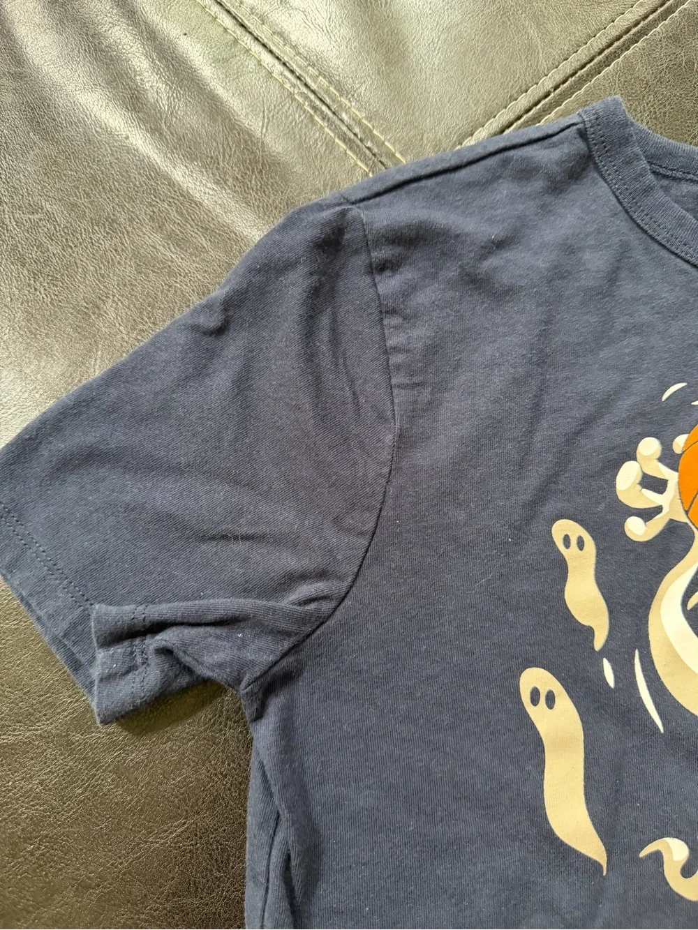 GAP - Girl’s Navy Blue Tee with White Ghost and Orange Basketball Graphic